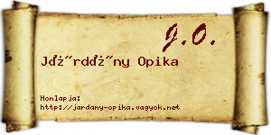 Járdány Opika névjegykártya